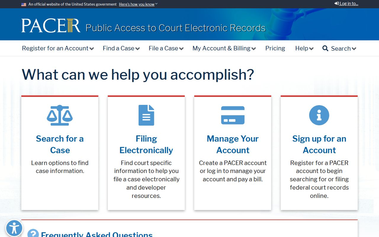 Federal criminal court case access for Monroe County through PACER