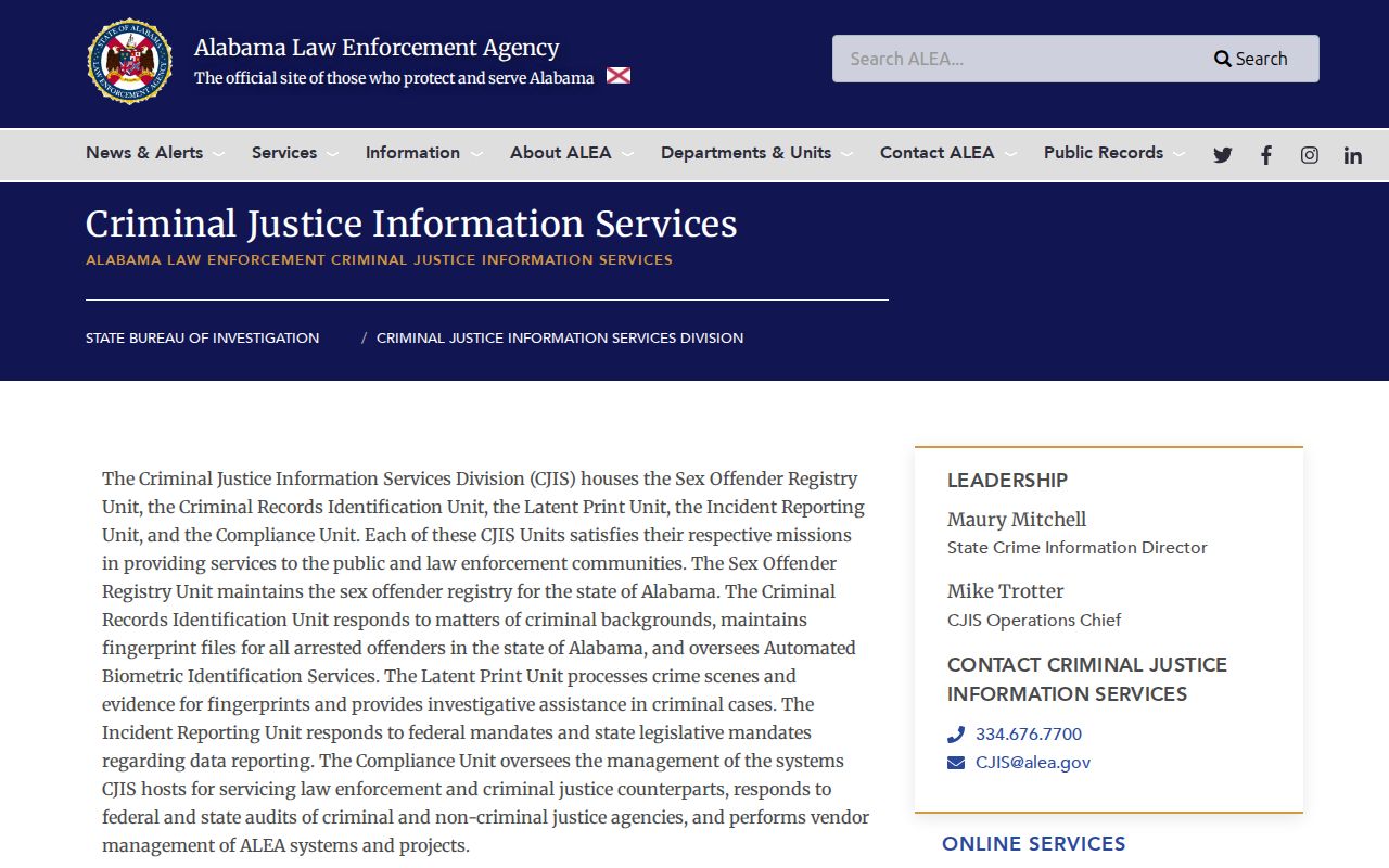 Monroe County criminal history ALEA CJIS services